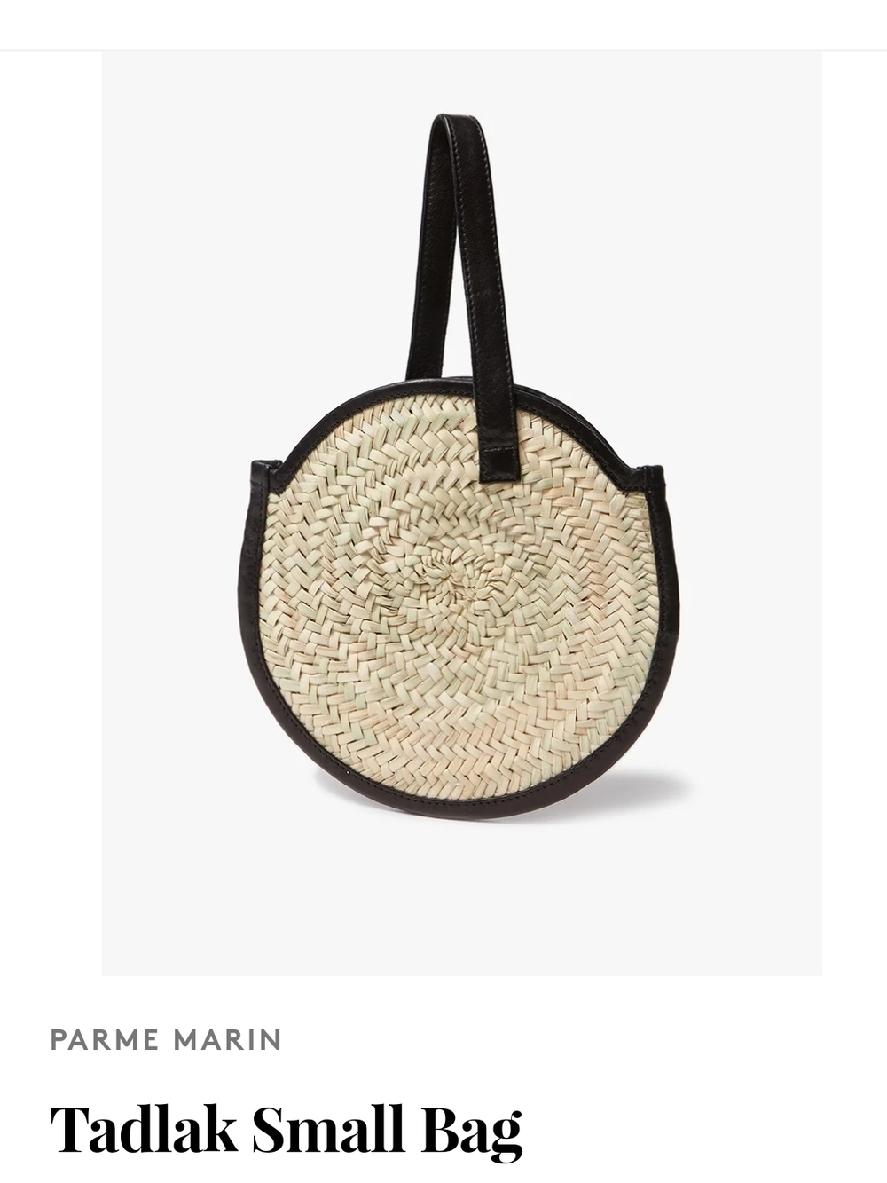 Reformation Parme Marin Tadlak Small Straw Bag with Black Trim NWT - Picture 6 of 6